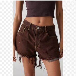 Princess Polly Chocolate Distressed Jean Shorts